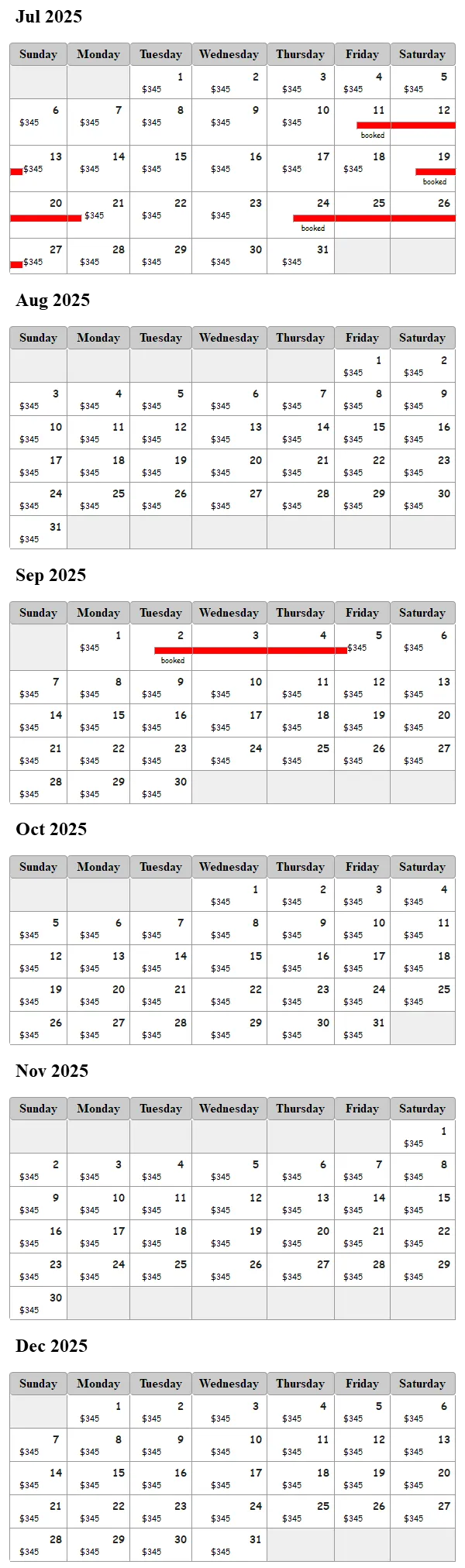 Knotty and Nice Luxury Cabin availability calendar