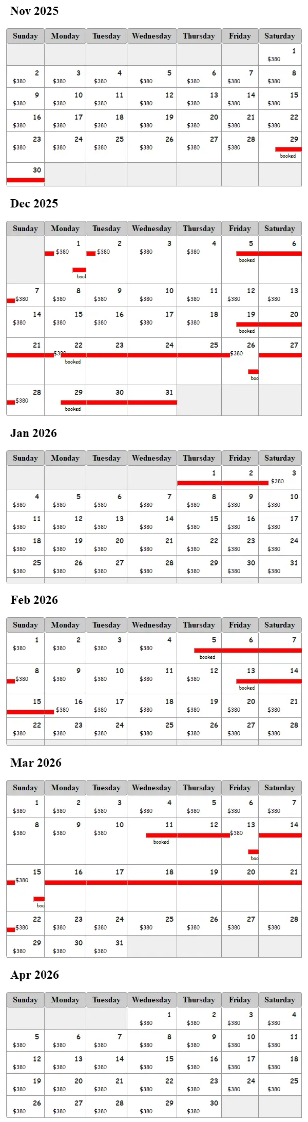 Buffalo Springs Luxury Log Cabin availability calendar