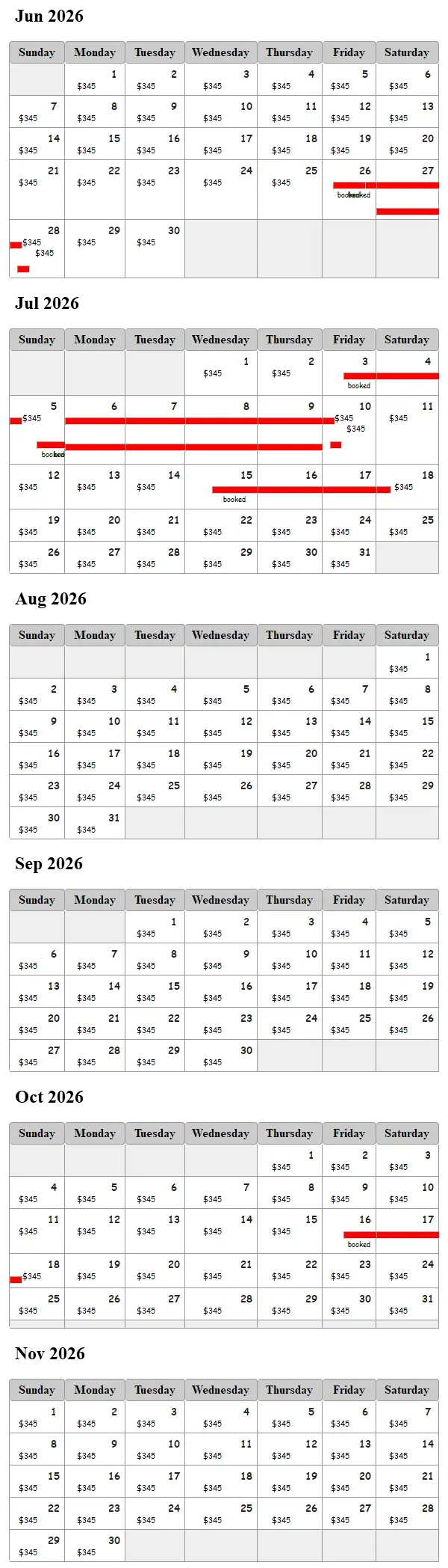 Knotty and Nice Luxury Cabin availability calendar