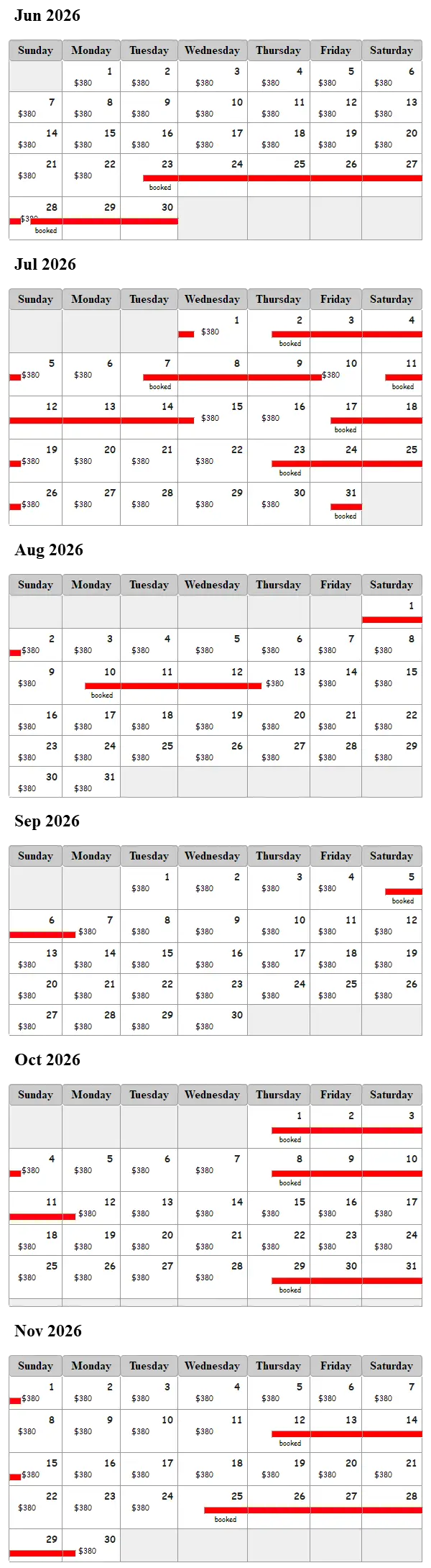 Buffalo Springs Luxury Log Cabin availability calendar
